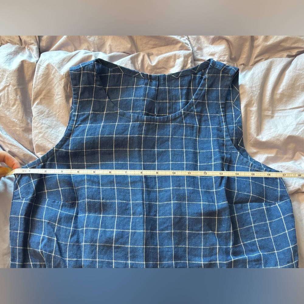 NotPerfectLinen Napa Dress in Blue Checks Size S/M - Picture 5 of 6